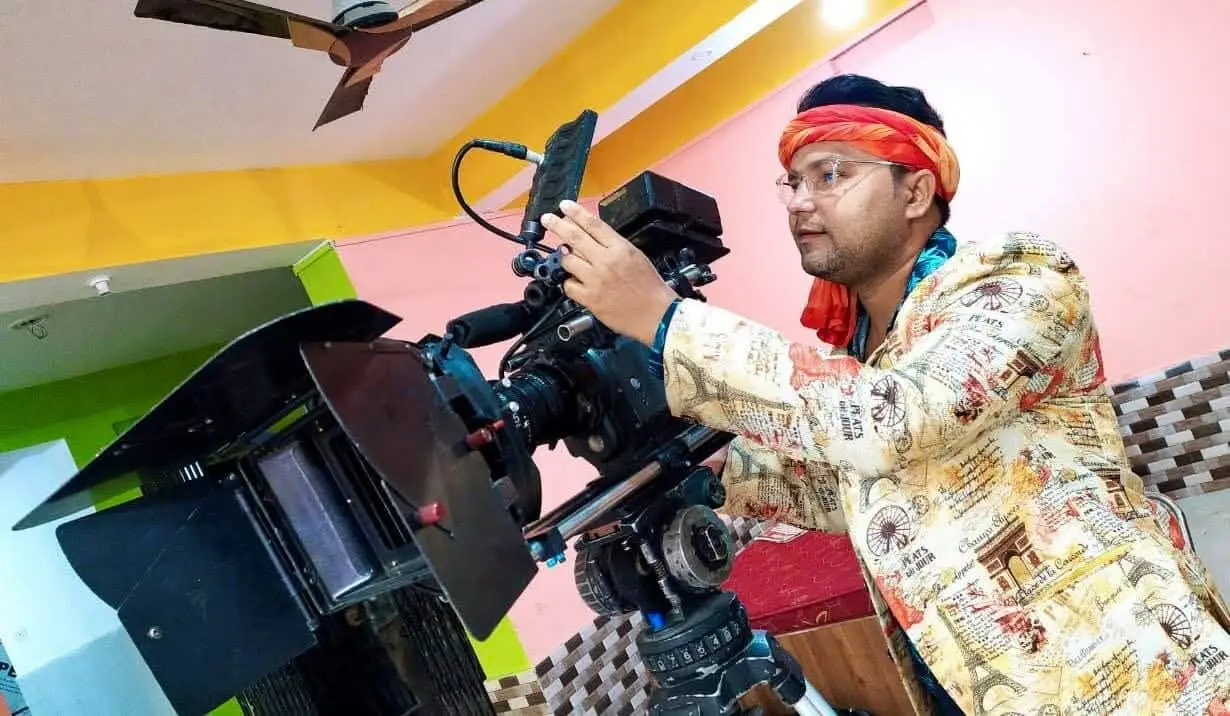 On set with the director