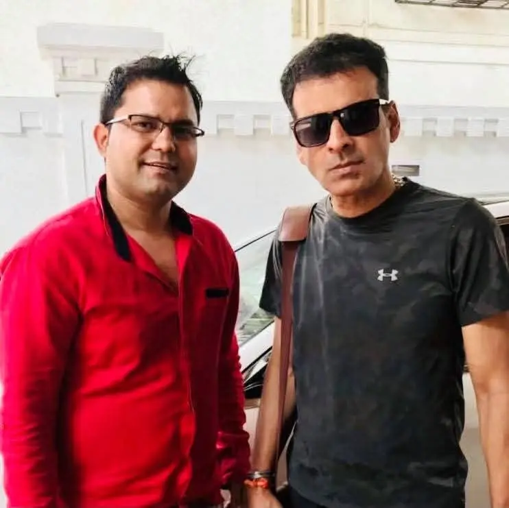 On set with the director